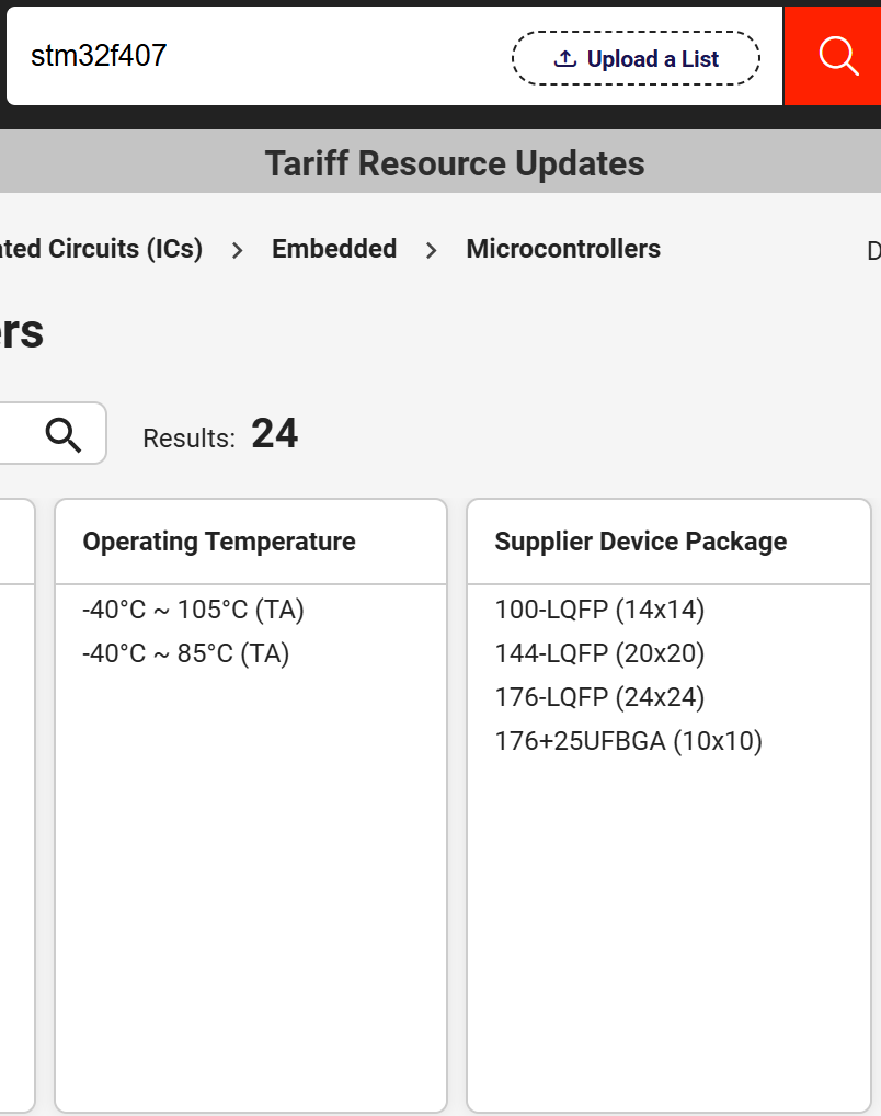 STM32F407 search results